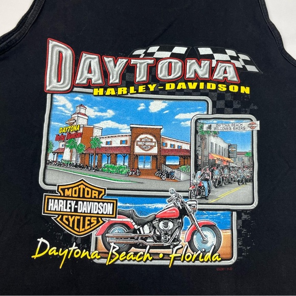 Vtg Harley Davidson Mens Tank Top Shirt Sz Large Y2K Double Sided Black Biker A8 - Picture 6 of 9